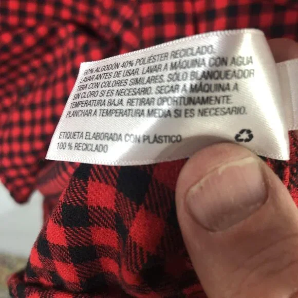 Timber June Shirt Large Red Check Flannel Evil Eye Sequin Back Boho Graphic - Picture 8 of 16